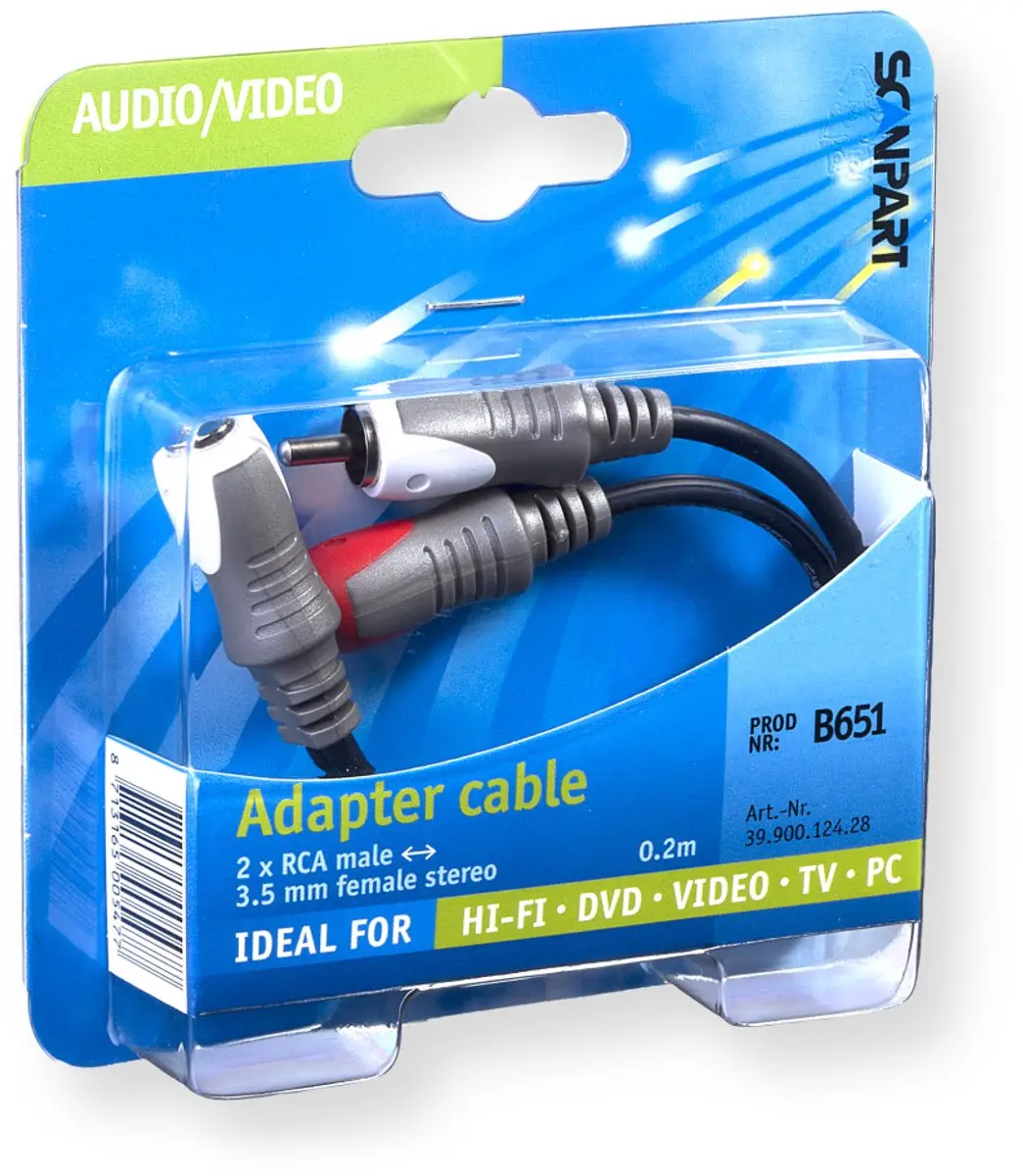 Scanpart Audio Adapter 20cm - 2x RCA naar 3,5mm Multi