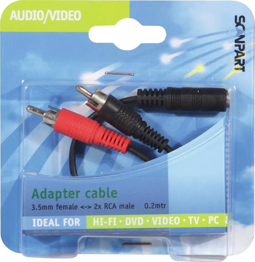 Scanpart Audio Adapter 20cm - 2x RCA naar 3,5mm Multi