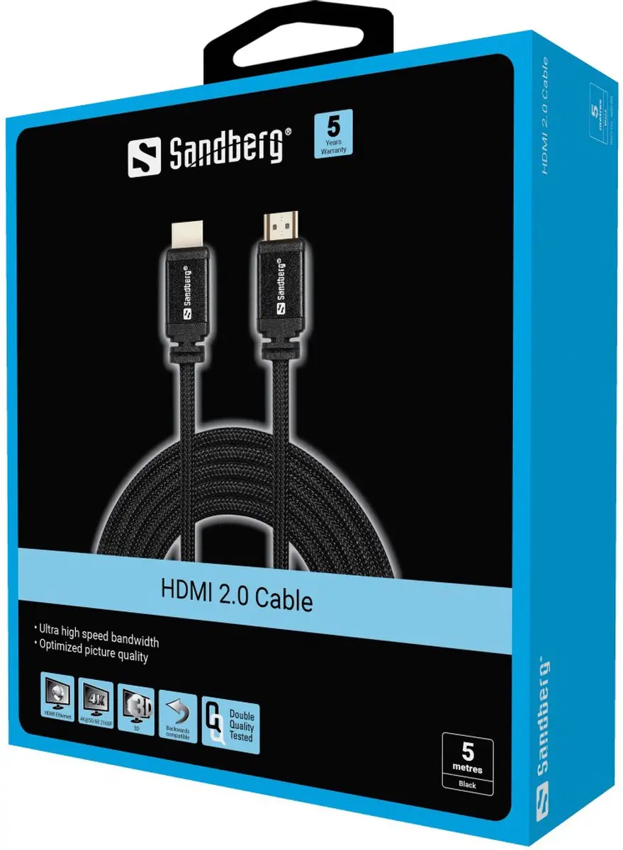 Sandberg HDMI 2.0 Kabel 5m - Zwart