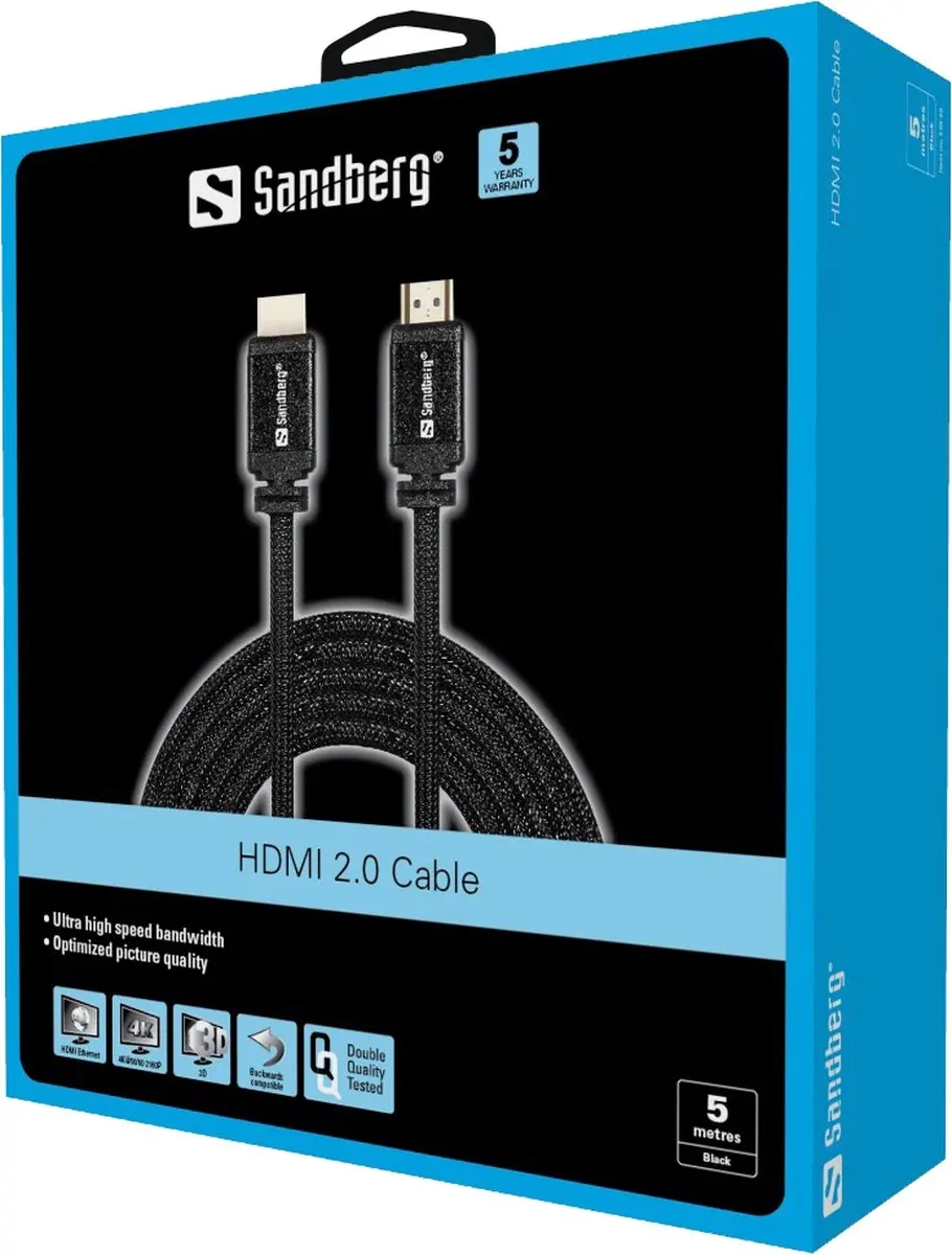 Sandberg HDMI 2.0 Kabel 5m - Zwart