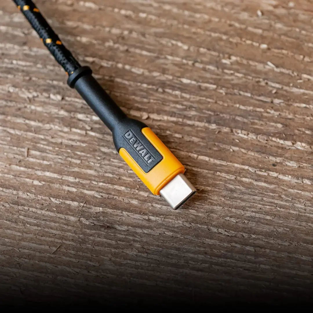 DeWalt 100W USB-C naar USB-C kabel 183cm - Geel/Zwart