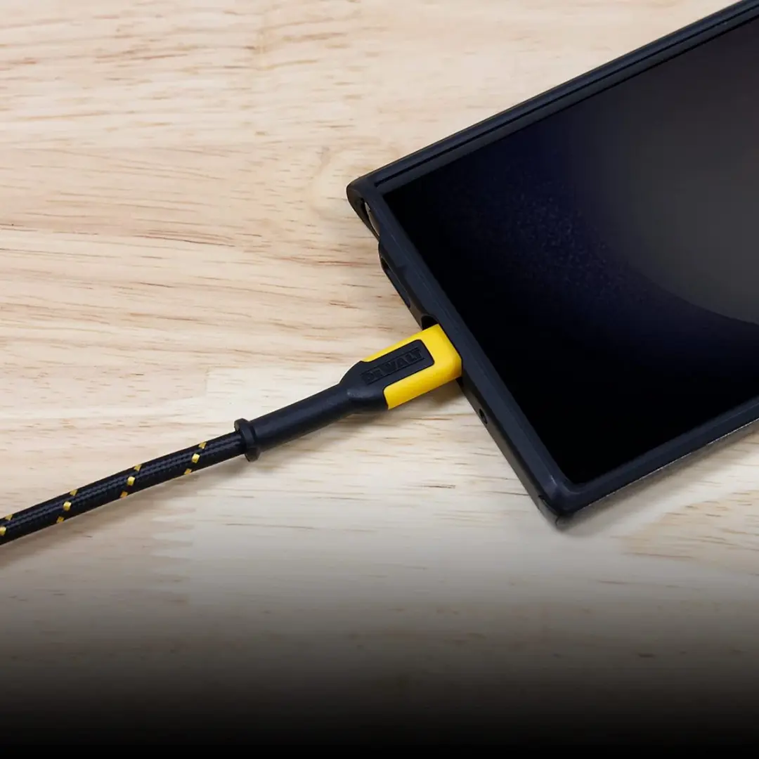 DeWalt 100W USB-C naar USB-C kabel 183cm - Geel/Zwart