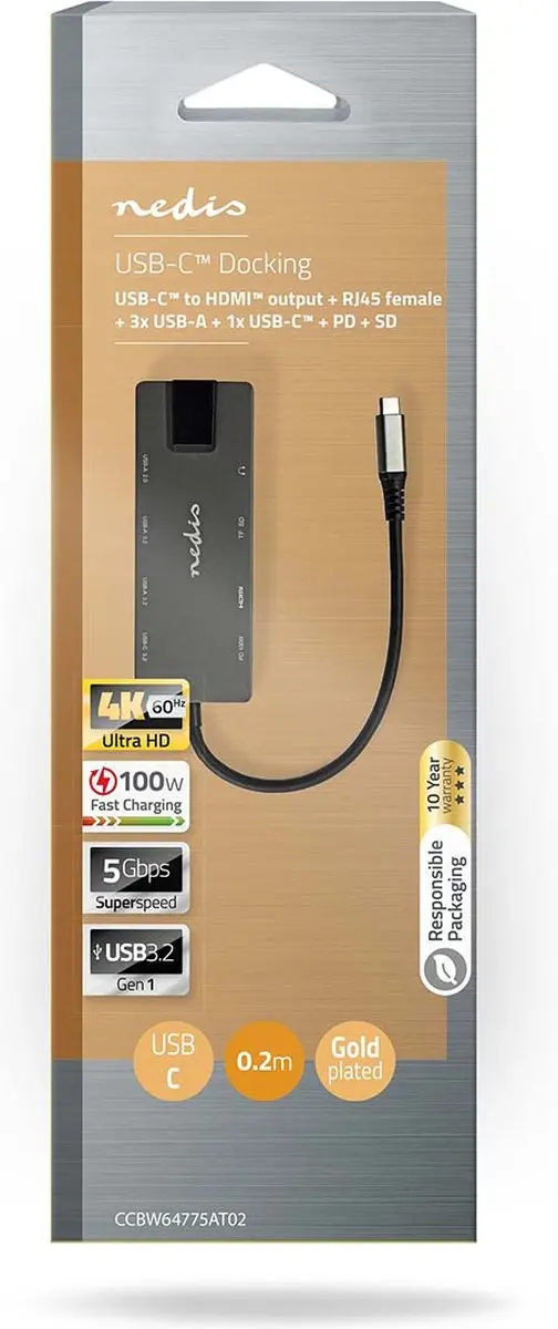 Nedis USB Multi-Port Adapter 10-in-1 CCBW64775AT02 - Antraciet