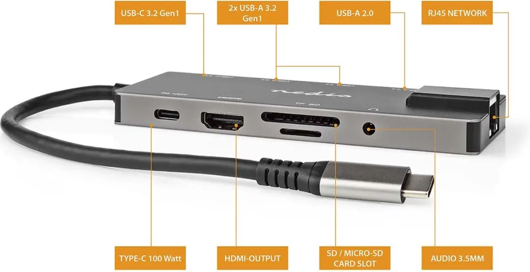 Nedis USB Multi-Port Adapter 10-in-1 CCBW64775AT02 - Antraciet