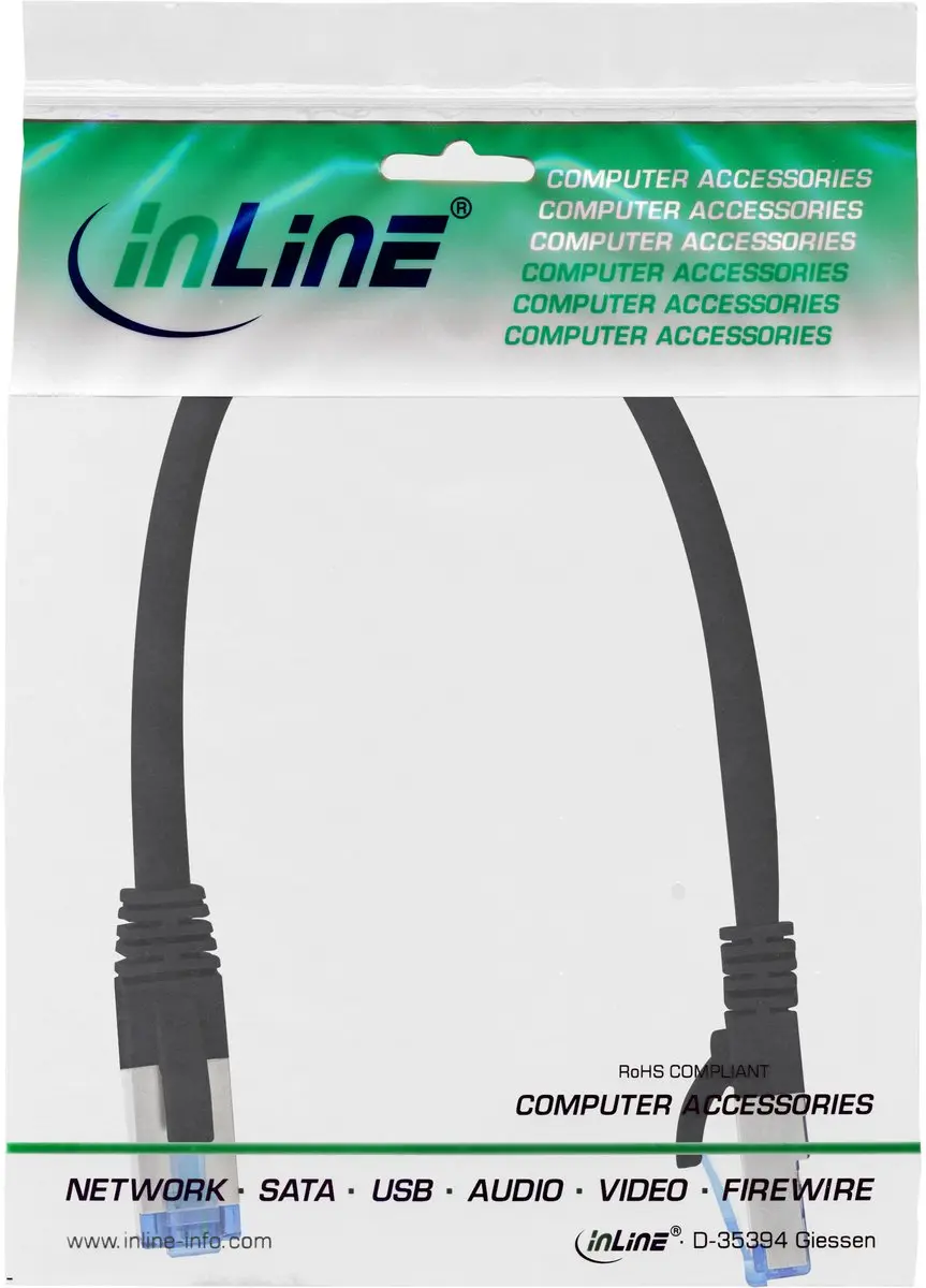 InLine 76821S Netwerkkabel Cat6a S/FTP - 0,25m - Zwart