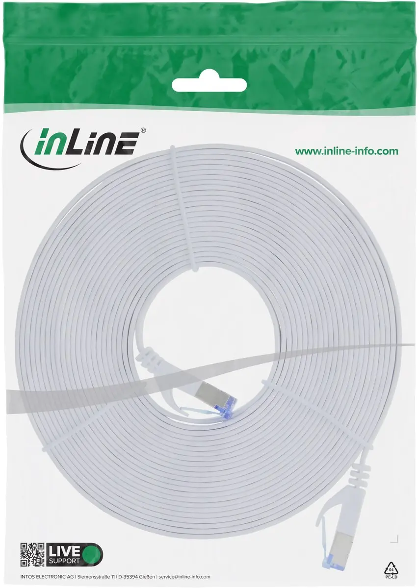 InLine UFTP CAT6a Platte Netwerkkabel 7m - Wit