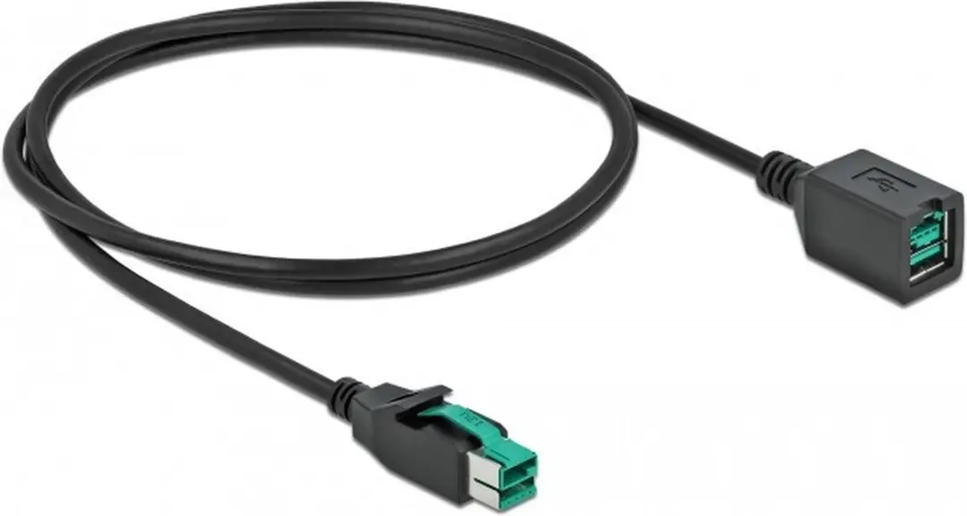 Delock PoweredUSB Verlengkabel 12V 1m - Zwart