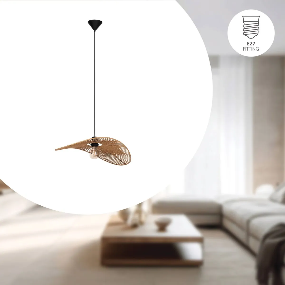 Eglo Siruela Hanglamp E27 - 56cm - Bruin/Zwart