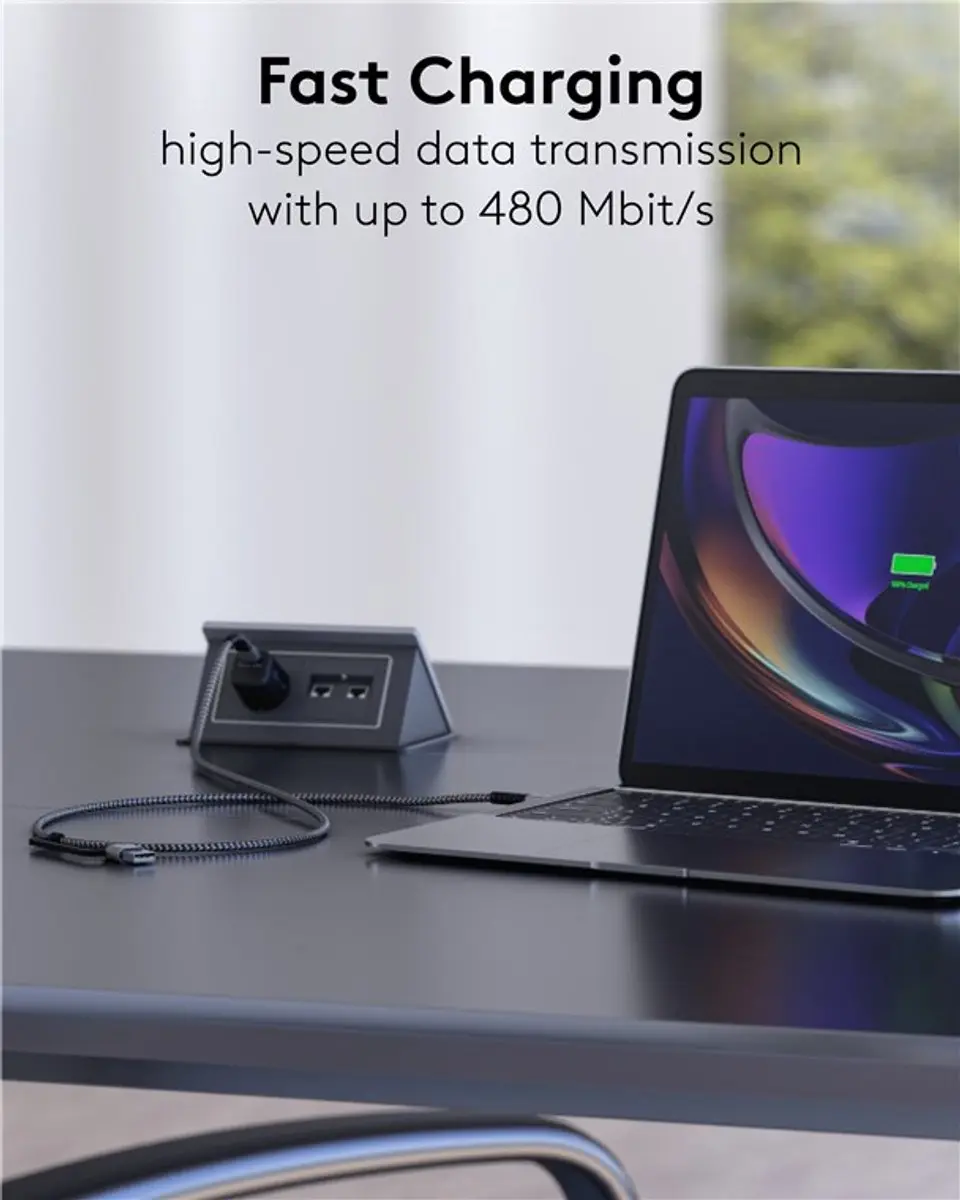 Goobay USB-C Gevlochten Kabel - Zwart