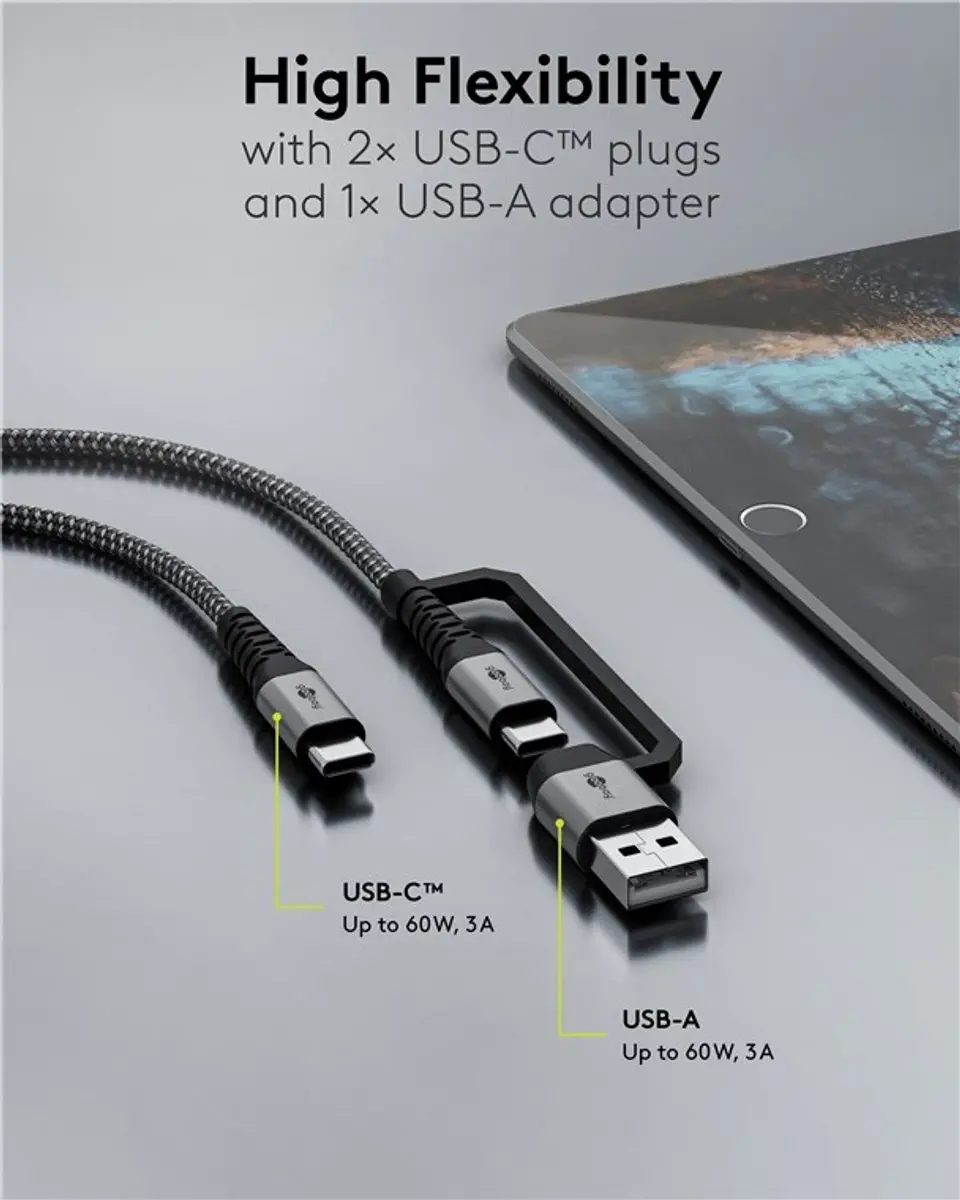 Goobay USB-C Gevlochten Kabel - Zwart