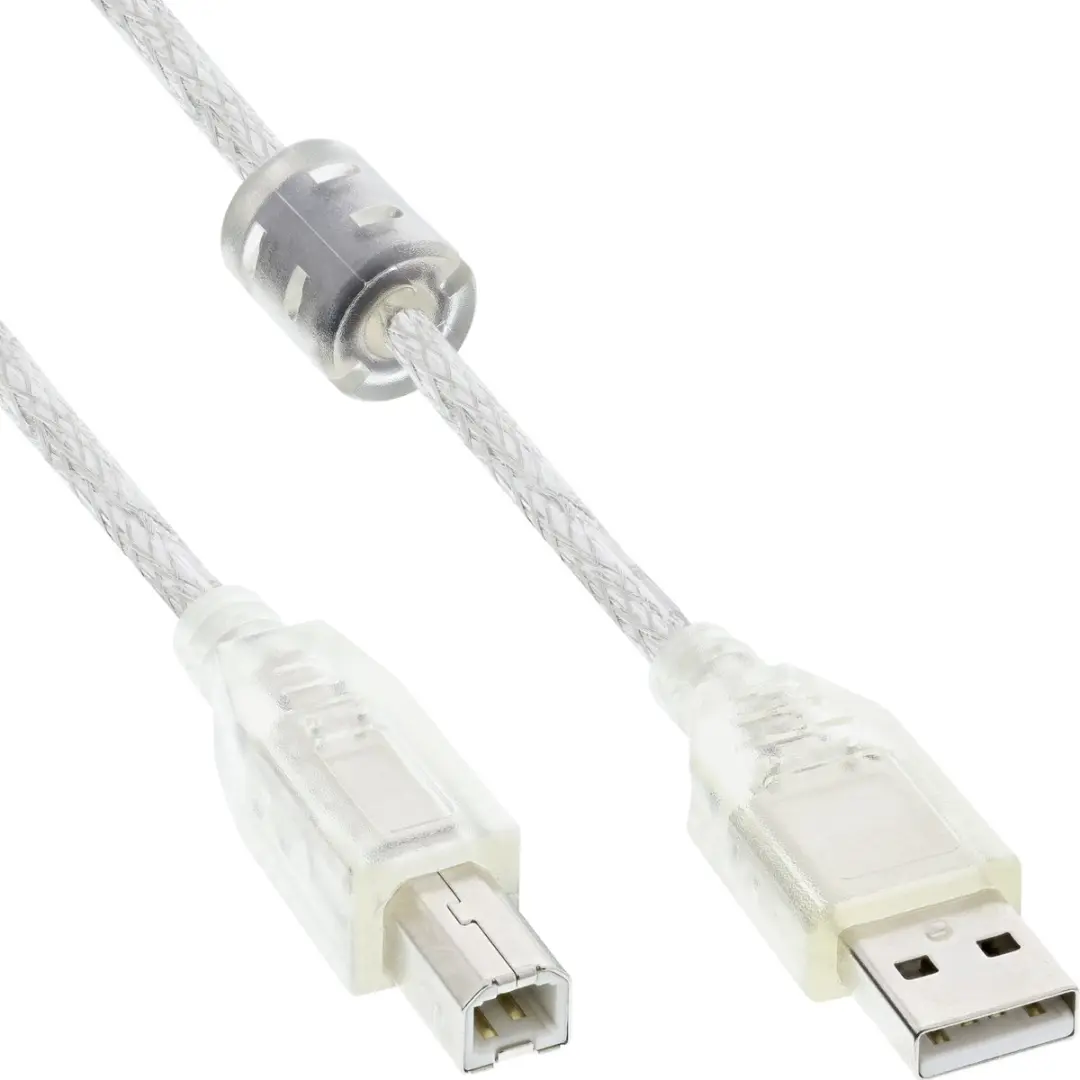 InLine USB naar USB-B Kabel 2.0 - 5m - Transparant