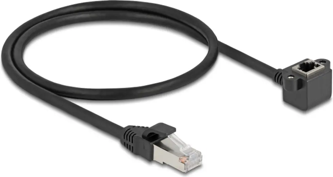 Delock FTP CAT6 Netwerk Verlengkabel 0,5m - Haakse Inbouwconnector - Zwart