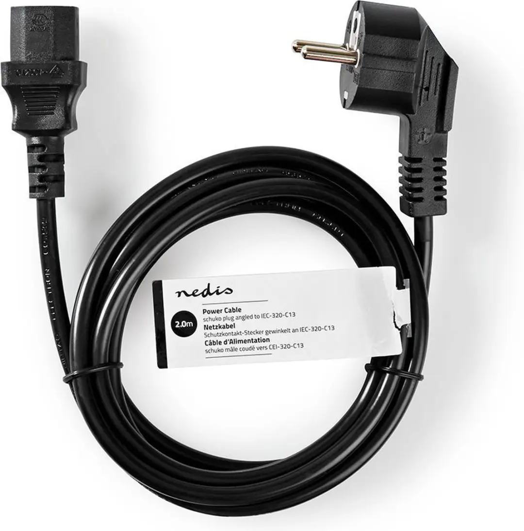 Nedis Stroomkabel Type F CEGL10000BK20 - 2m - Gehoekt