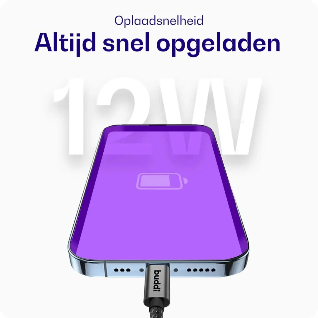 Buddi Flex USB-A naar USB-C Kabel 12W 3m - Wit