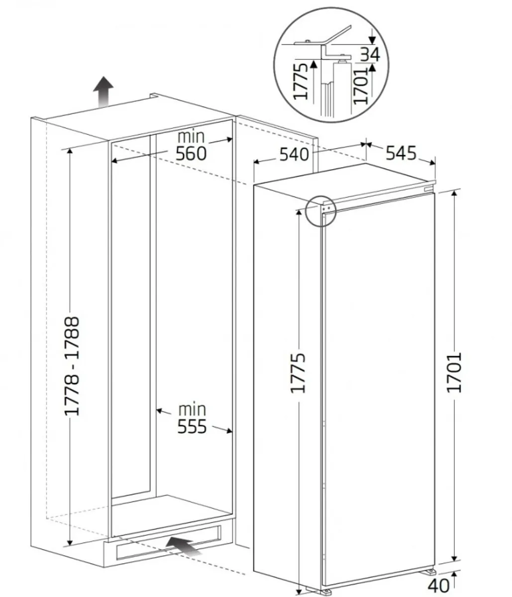 Beko BSSA315E4SFN Inbouwkoelkast 309L