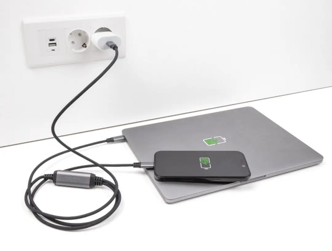 Delock USB-C Kabel 1,2m 2x USB-C - Zwart/Grijs