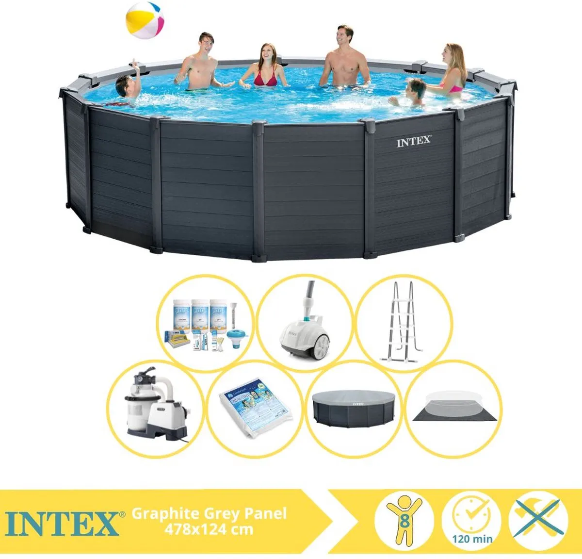 Intex Graphite Gray Panel Zwembad 26384GS