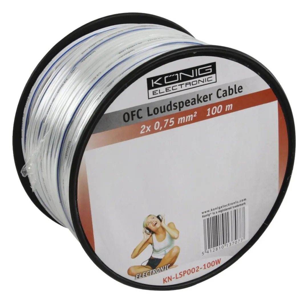 Konig Luidsprekerkabel KN-LSP02R-100W - Wit - 100m