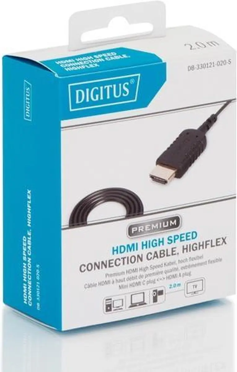 Digitus HDMI Type C Kabel 2m - Zwart