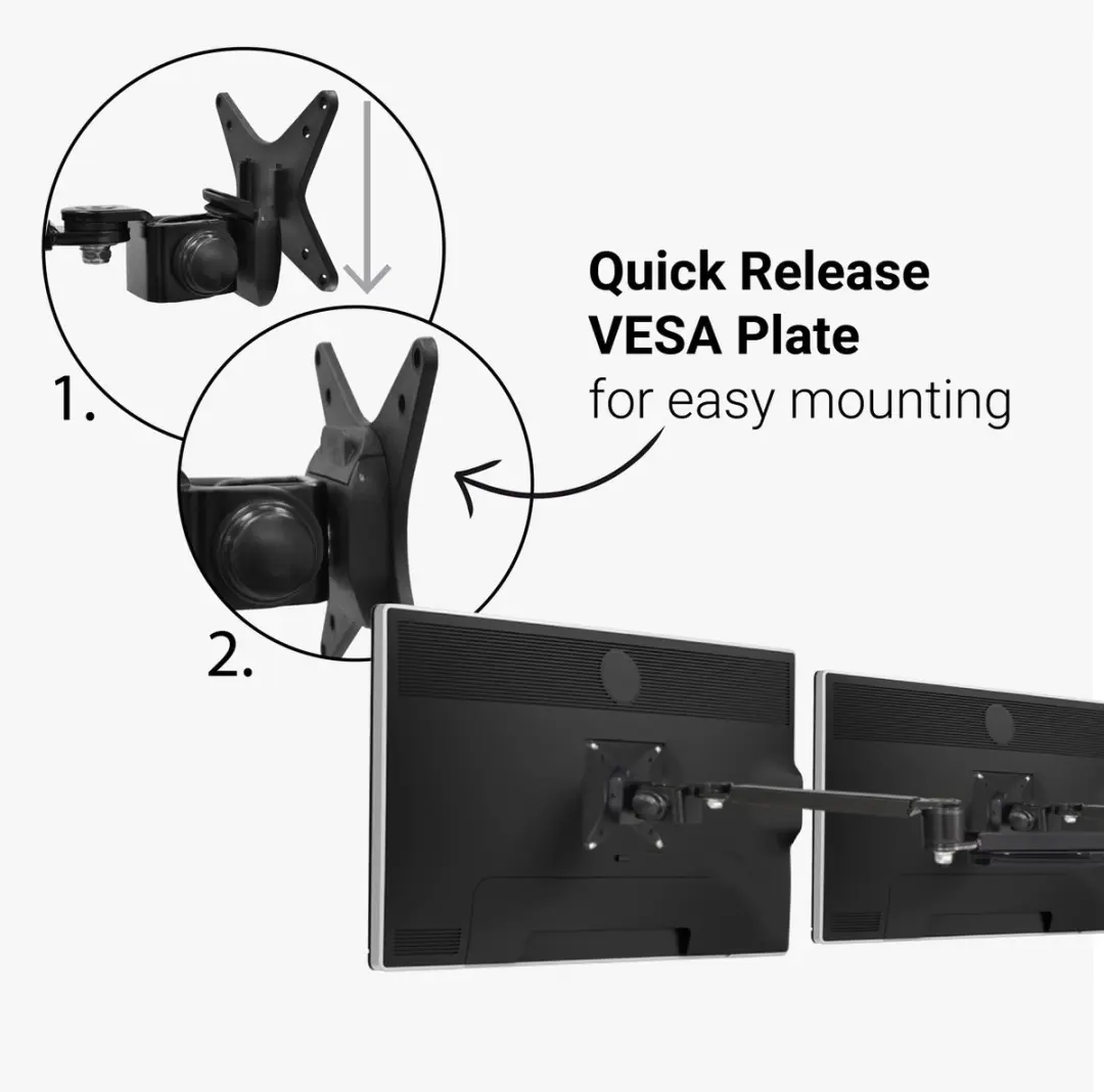Desq Dubbele Monitorarm 1731 - 2 Schermen - Tot 20 kg - Zwart