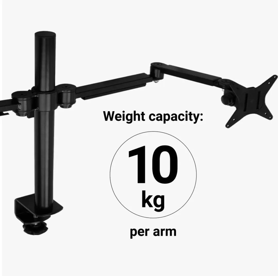 Desq Dubbele Monitorarm 1731 - 2 Schermen - Tot 20 kg - Zwart - afbeelding 6 van 6