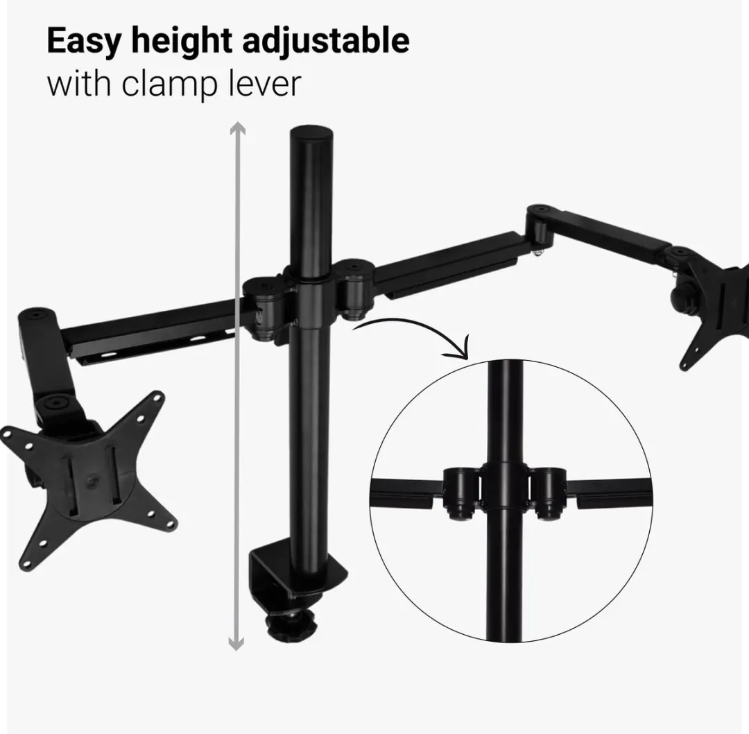 Desq Dubbele Monitorarm 1731 - 2 Schermen - Tot 20 kg - Zwart
