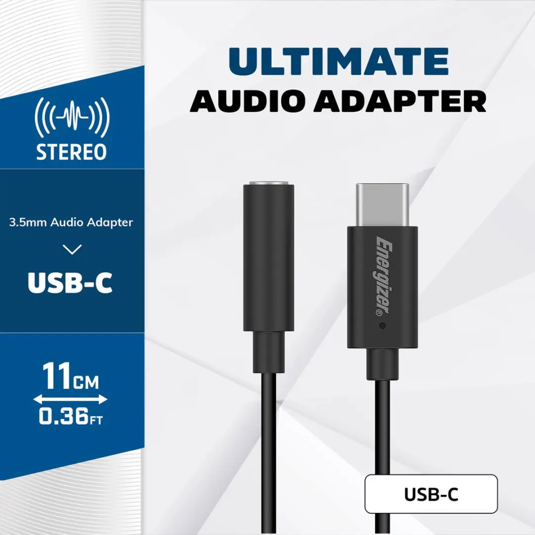 Energizer C112CABK Audio-adapter USB-C naar Jack 3.5mm - Zwart - afbeelding 2 van 5