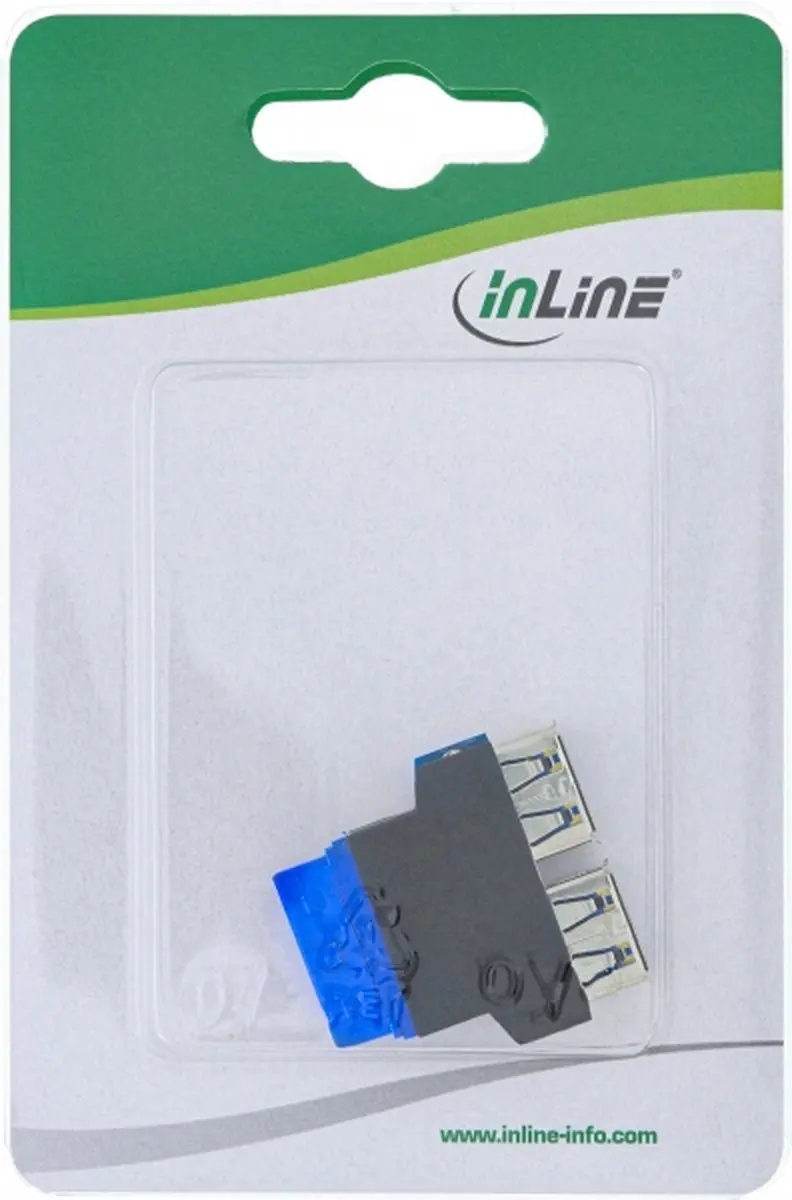 InLine USB 3.0 Adapter 2x A naar Pin - Zwart/Blauw