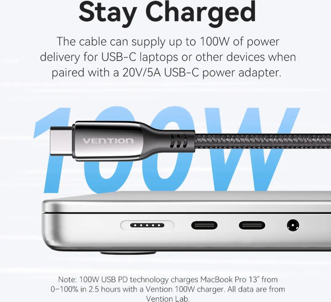Vention CTKBH USB 2.0 Kabel USB-C 2m - Zwart - afbeelding 6 van 6
