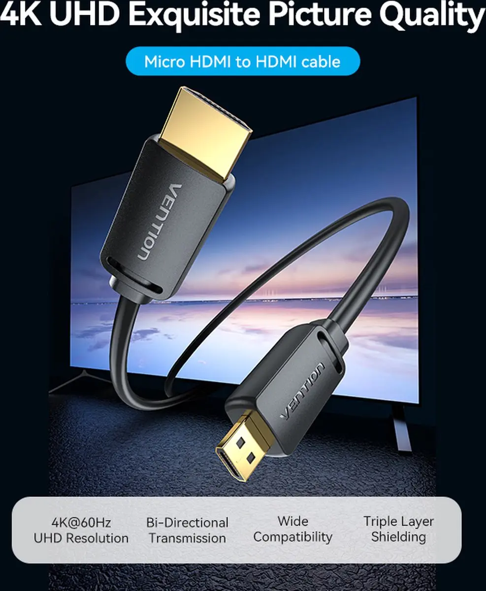 Vention AGIBF HDMI Kabel Micro naar Standaard 1m - Zwart