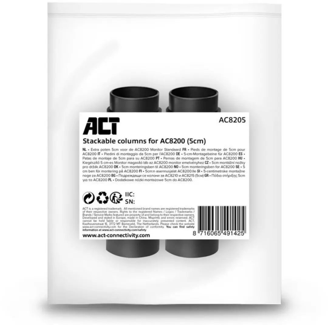 ACT AC8205 Extra Poten 4 Stuks - 5cm Zwart