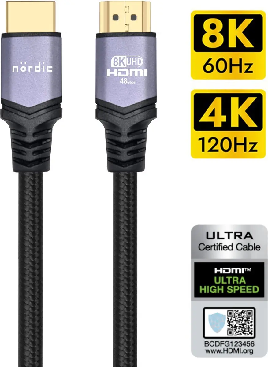 NÖRDIC HDMI-N1013A HDMI Kabel 8K 60Hz - Spacegrijs