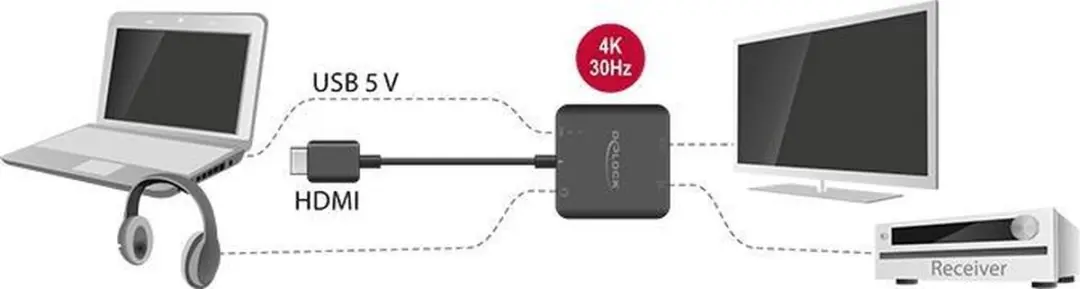 Delock HDMI naar Stereo/5.1 Audio Extractor 62784 - Zwart