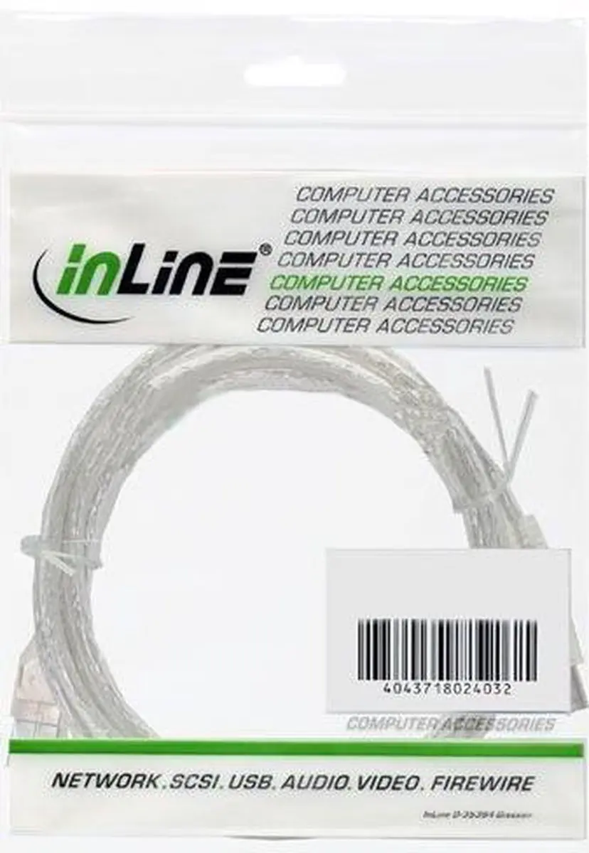 InLine 2m USB 2.0 Kabel - Geangleerd - Transparant