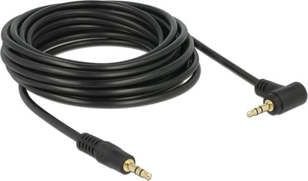 Delock 3,5mm Jack Stereo Audiokabel - Haaks - 5m - Verguld/Zwart