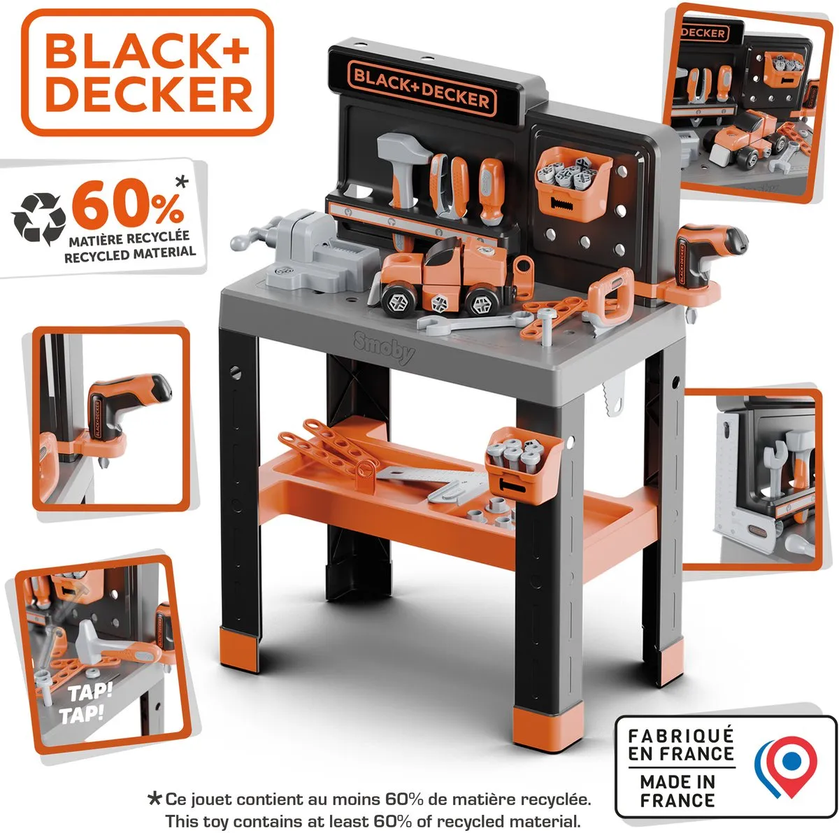 Smoby Black & Decker Pro Speelgoedwerkbank - Bouwset - 7 Gereedschappen