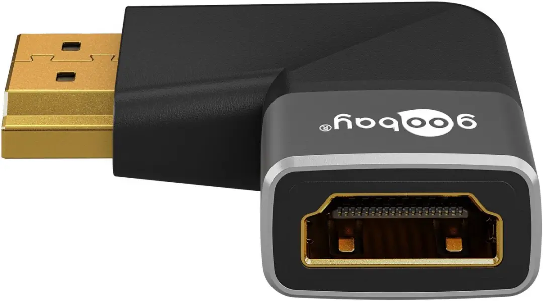Goobay Plus HDMI Adapter Haaks 8K 60Hz HDR - Zwart/Zilver