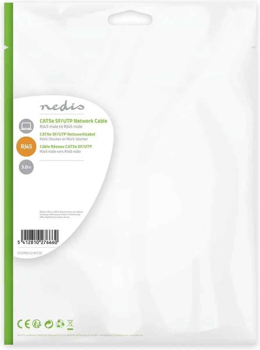 Nedis CAT5e Netwerkkabel CCGP85121WT30 3m - Wit