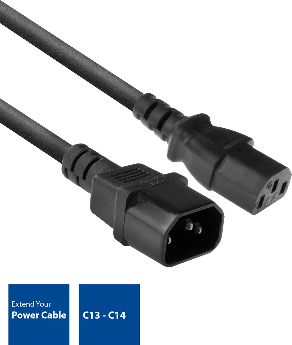 ACT AC3315 Verlengkabel C13 naar C14 - 1.8m - Zwart