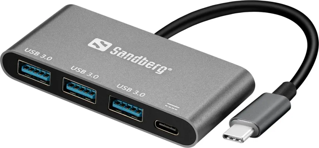 Sandberg 136-03 USB-C naar 3x USB 3.0 Converter - Aluminium/Wit