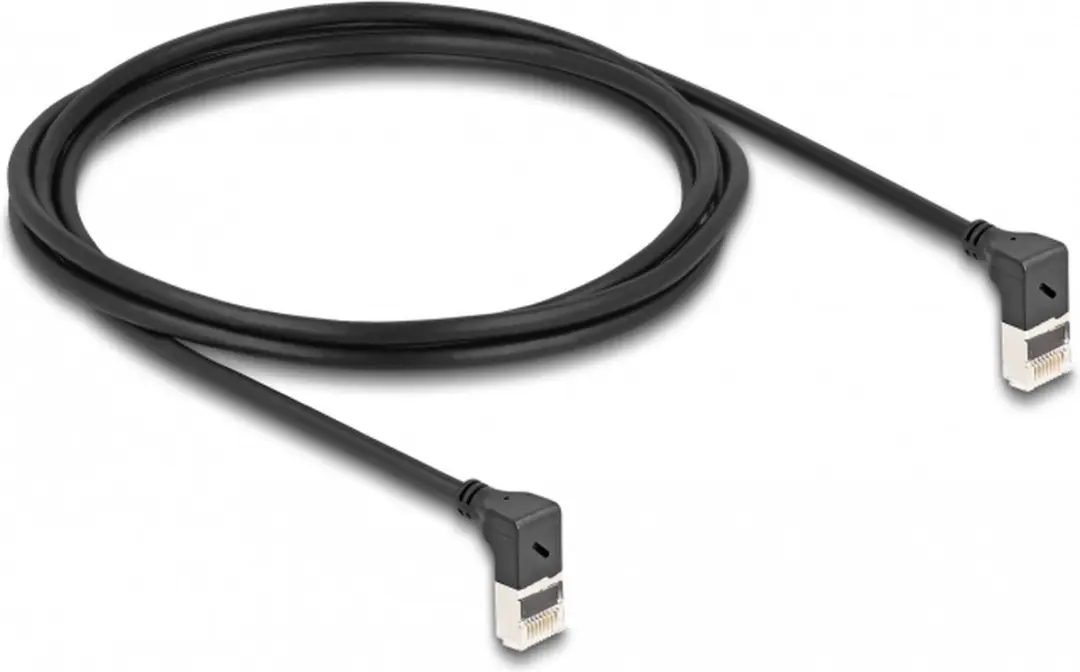 Delock Cat.6A S/FTP RJ45 Kabel 90° - 2m - Zwart
