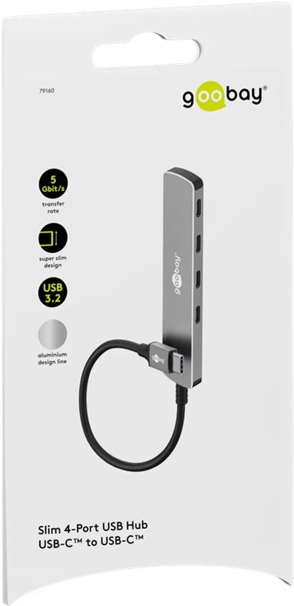 Goobay USB-C Hub 4x USB-C 5Gbps - Grijs