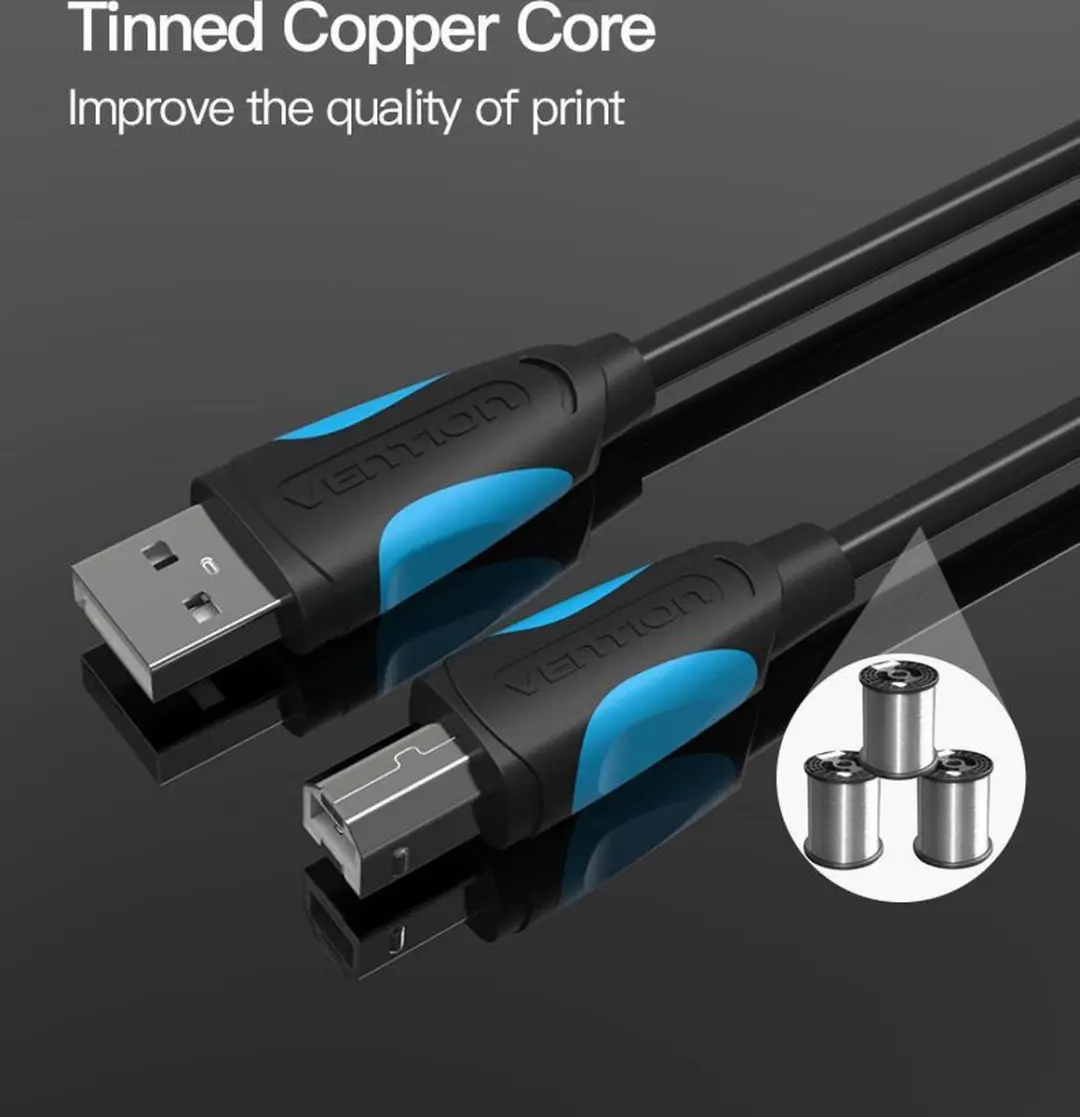 Vention USB naar USB-B Kabel 1m - Zwart