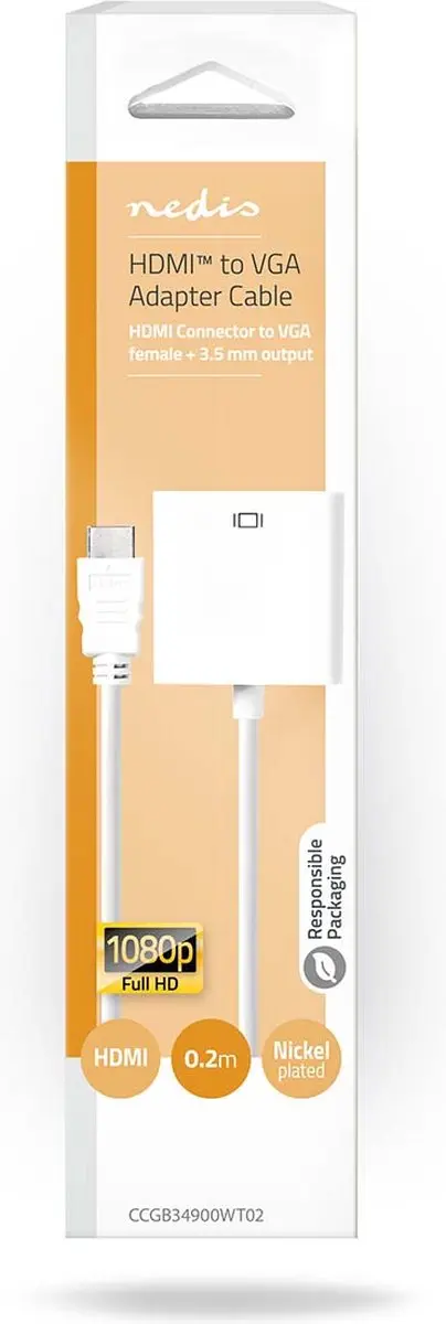 Nedis HDMI naar VGA Adapter CCGB34900WT02 - Wit - afbeelding 6 van 6