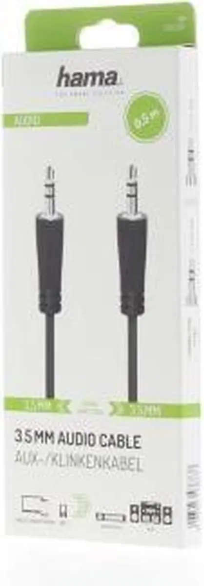 Hama Audiokabel 3,5mm Jack - 0,5m - Zwart