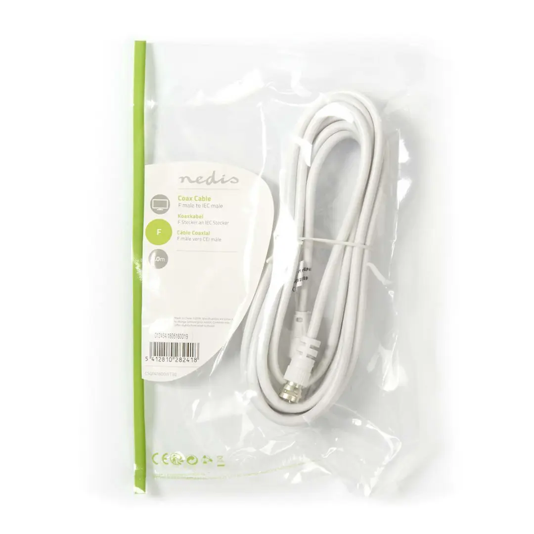Nedis CSGP41800WT30 Coaxkabel F-Male 30dB 3m - Wit
