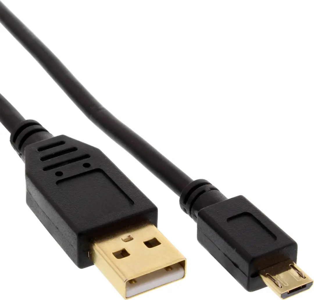 InLine Micro-USB 2.0 Kabel USB-A naar Micro-B 3m - Vergulde Contacten - Zwart