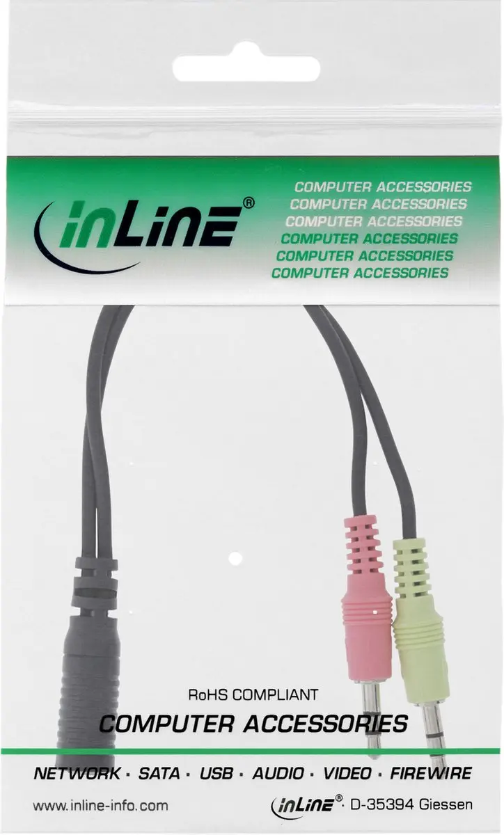 InLine 3,5mm OMTP Headsetadapter 2x - 0,15m - Zwart
