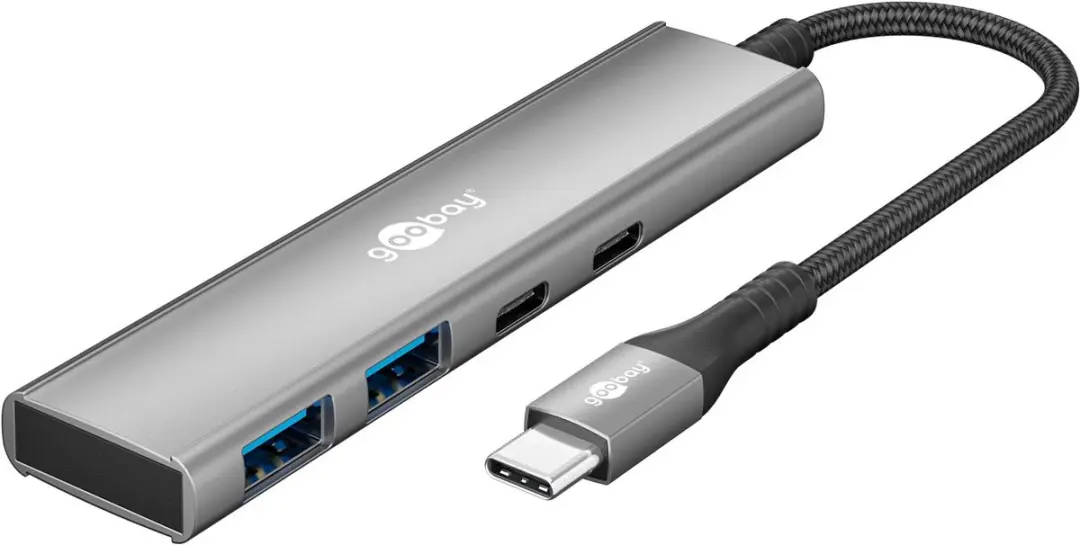 Goobay USB-C Hub 2x USB-A + 2x USB-C - Grijs