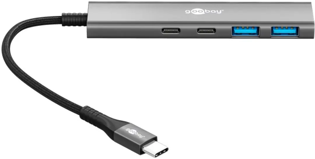 Goobay USB-C Hub 2x USB-A + 2x USB-C - Grijs